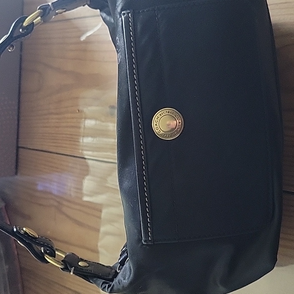 COACH Small Black Women's Mini Nylon With Leather Strap